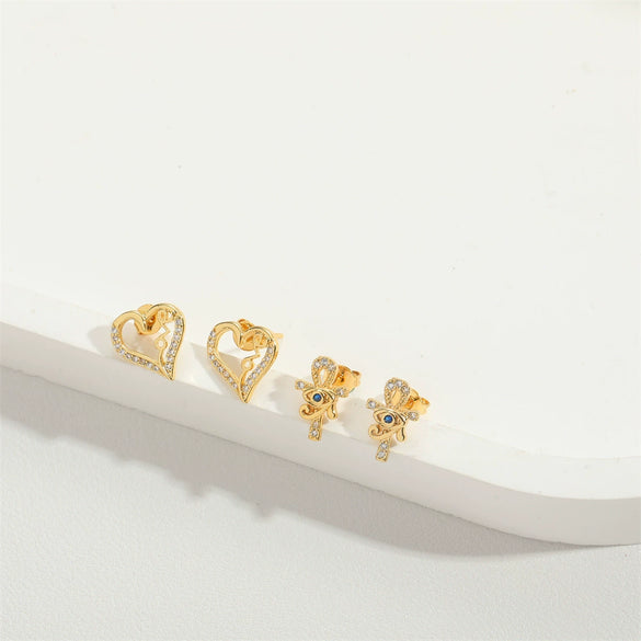 Wholesale Copper Heart Shape Electroplated Love Earrings For Women Jewelry