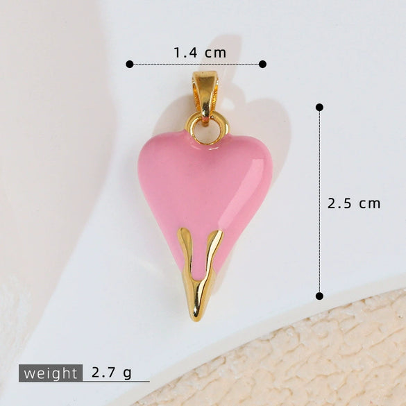 Wholesale Copper Heart Shape Jewelry Pendant With Oil Painting Style And Electroplating Process For Female