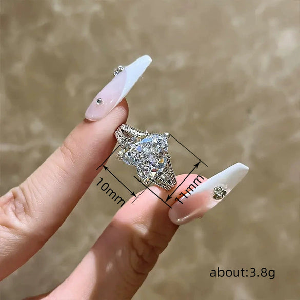 Wholesale Copper Heart Shape Ring With Zircon For Women
