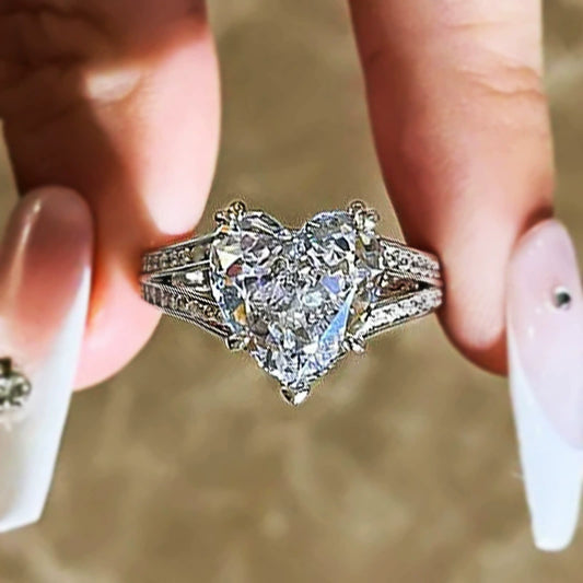Wholesale Copper Heart Shape Ring With Zircon For Women