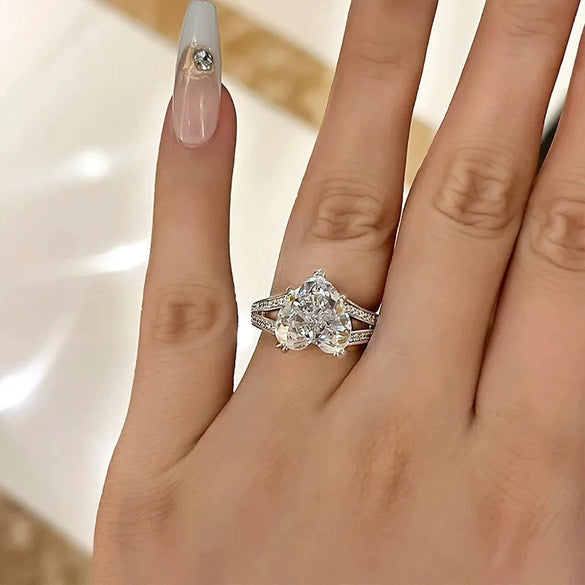 Wholesale Copper Heart Shape Ring With Zircon For Women