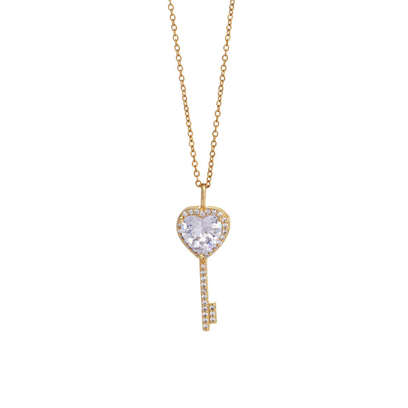 Wholesale Copper Heart Shape Zircon Pendant Necklace With Cross Chain And Electroplating For Women Light Luxury Style