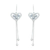 Wholesale Copper Heart Shape Zirconia Light Luxury Tassel Earrings For Women