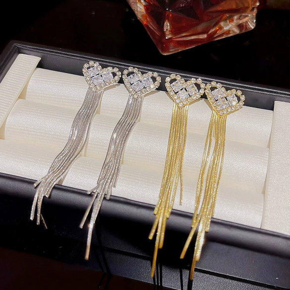 Wholesale Copper Heart Shaped Inlaid Zircon Earrings For Women