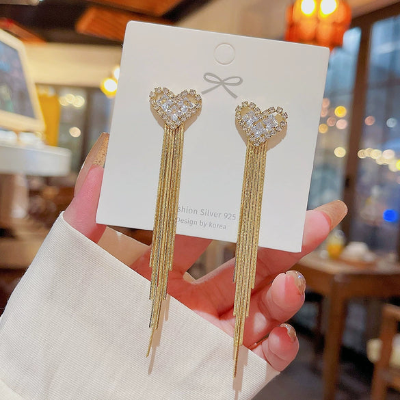 Wholesale Copper Heart Shaped Inlaid Zircon Earrings For Women