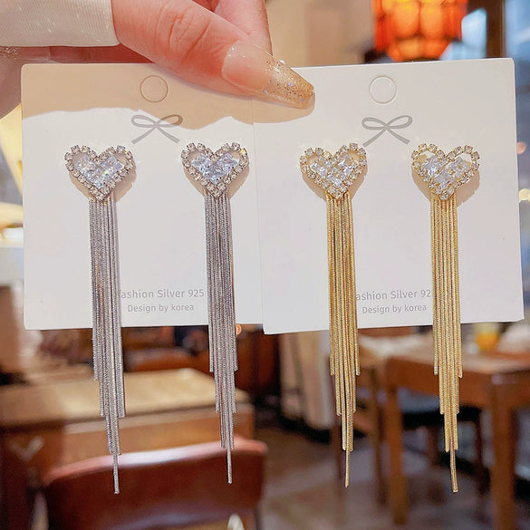 Wholesale Copper Heart Shaped Inlaid Zircon Earrings For Women