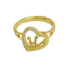 Wholesale Copper Heart Shaped Love Texture Hollow Ring With English Letters Electroplated For Women