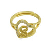 Wholesale Copper Heart Shaped Love Texture Hollow Ring With English Letters Electroplated For Women
