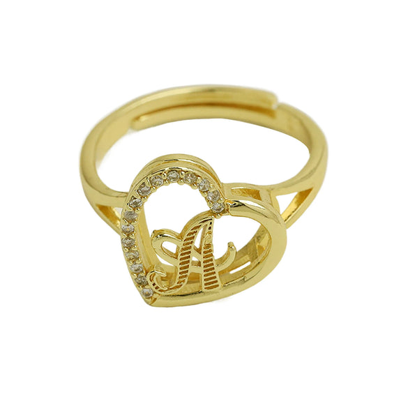 Wholesale Copper Heart Shaped Love Texture Hollow Ring With English Letters Electroplated For Women