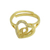 Wholesale Copper Heart Shaped Love Texture Hollow Ring With English Letters Electroplated For Women
