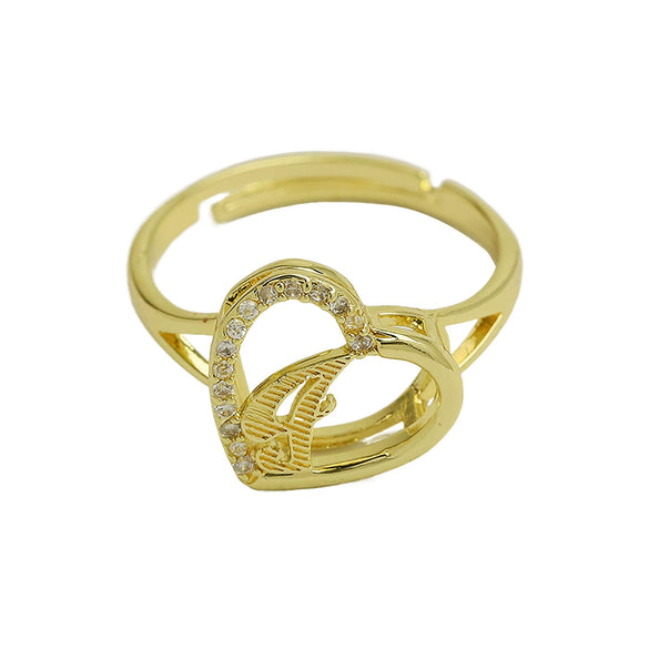 Wholesale Copper Heart Shaped Love Texture Hollow Ring With English Letters Electroplated For Women