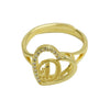 Wholesale Copper Heart Shaped Love Texture Hollow Ring With English Letters Electroplated For Women
