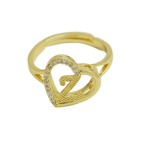 Wholesale Copper Heart Shaped Love Texture Hollow Ring With English Letters Electroplated For Women