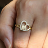 Wholesale Copper Heart Shaped Love Texture Hollow Ring With English Letters Electroplated For Women