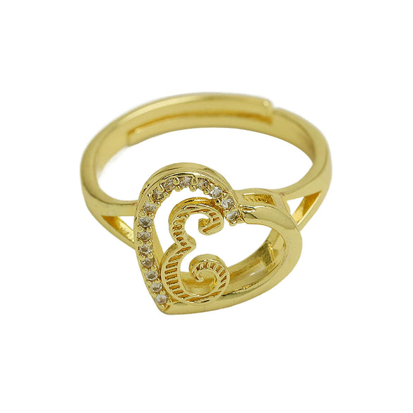 Wholesale Copper Heart Shaped Love Texture Hollow Ring With English Letters Electroplated For Women
