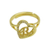 Wholesale Copper Heart Shaped Love Texture Hollow Ring With English Letters Electroplated For Women