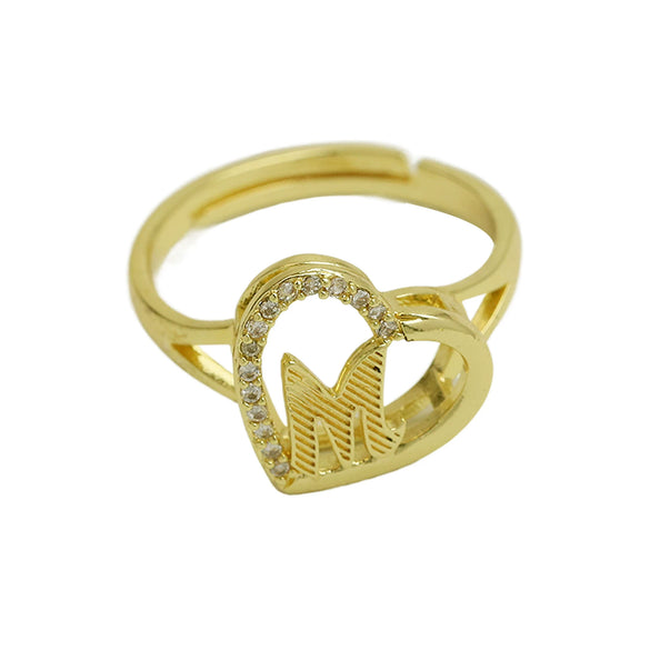 Wholesale Copper Heart Shaped Love Texture Hollow Ring With English Letters Electroplated For Women
