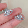 Wholesale Copper Heart Shaped Zircon Earrings With Electroplating For Women