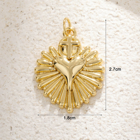 Wholesale Copper Heartshaped Cross Pendant Electroplated Geometric Retro Accessories