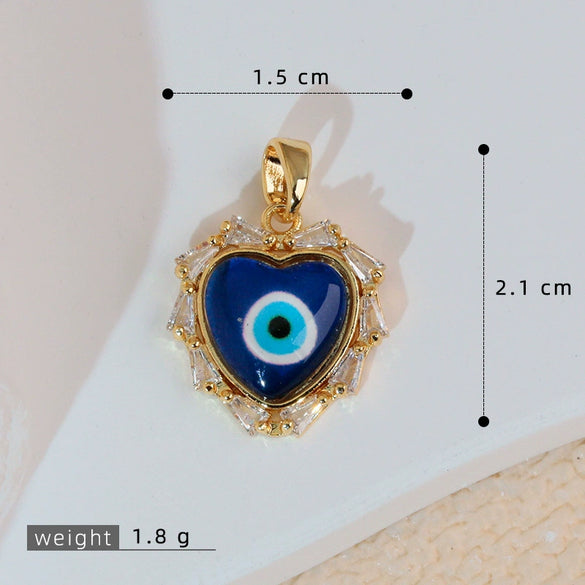 Wholesale Copper Heartshaped Devil's Eye Pendant Jewelry Accessories With Electroplating