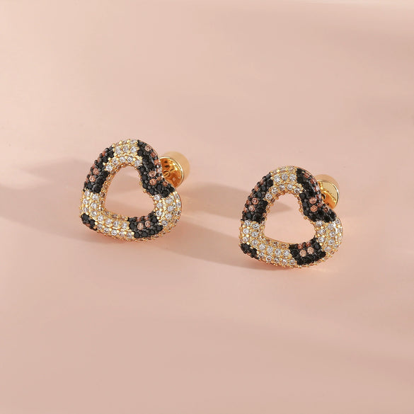 Wholesale Copper Heartshaped Earrings With Leopard And Snake Print Electroplated Fashionable For Women