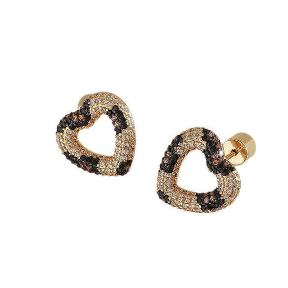 Wholesale Copper Heartshaped Earrings With Leopard And Snake Print Electroplated Fashionable For Women
