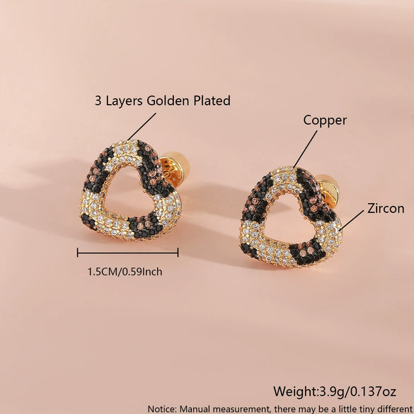 Wholesale Copper Heartshaped Earrings With Leopard And Snake Print Electroplated Fashionable For Women