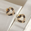 Wholesale Copper Heartshaped Earrings With Leopard And Snake Print Electroplated Fashionable For Women