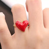 Wholesale Copper Heartshaped Fruit Pattern Dripping Oil Sweet Style Women's Ring