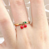 Wholesale Copper Heartshaped Fruit Pattern Dripping Oil Sweet Style Women's Ring