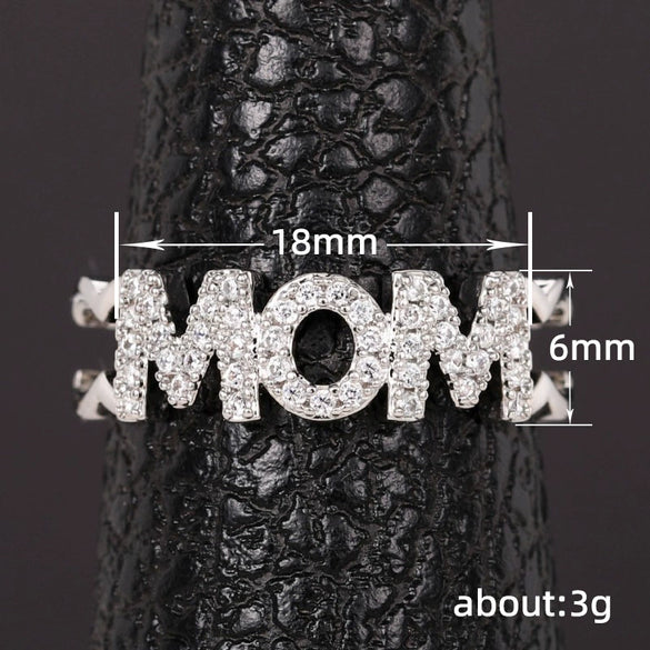 Wholesale Copper Heartshaped Letterinlaid Zircon Ring For Women