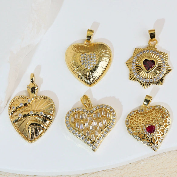 Wholesale Copper Heartshaped Retro Simple Style Electroplated Pendant Earrings Accessories