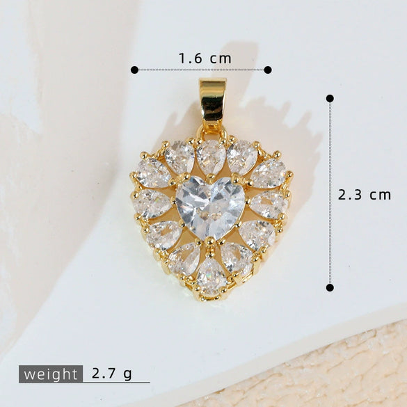 Wholesale Copper Heartshaped Retro Simple Style Electroplated Pendant Earrings Accessories