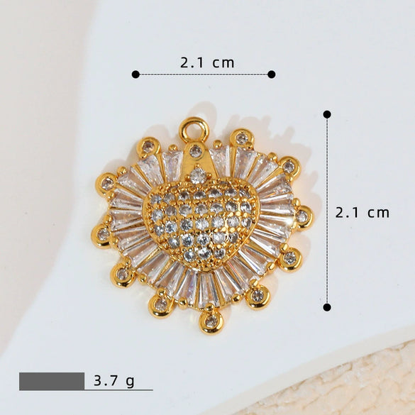 Wholesale Copper Heartshaped Retro Simple Style Electroplated Pendant Earrings Accessories