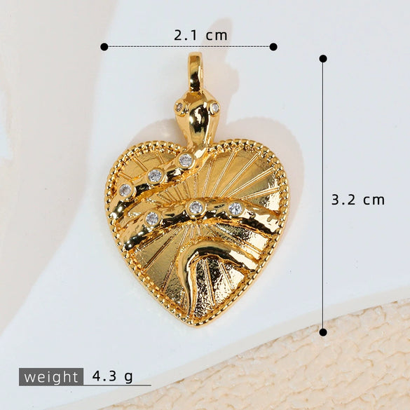 Wholesale Copper Heartshaped Retro Simple Style Electroplated Pendant Earrings Accessories