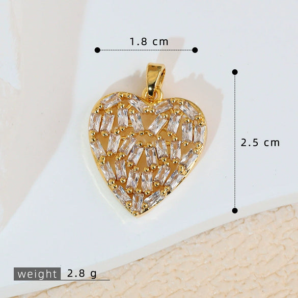 Wholesale Copper Heartshaped Retro Simple Style Electroplated Pendant Earrings Accessories
