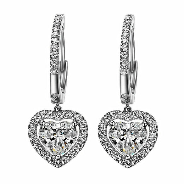 Wholesale Copper Heartshaped Zircon Earrings
