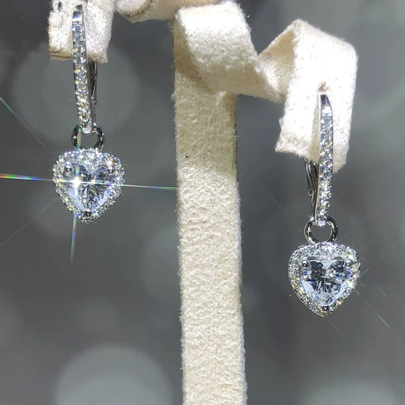 Wholesale Copper Heartshaped Zircon Earrings