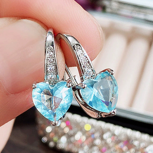 Wholesale Copper Heartshaped Zircon Women's Earrings