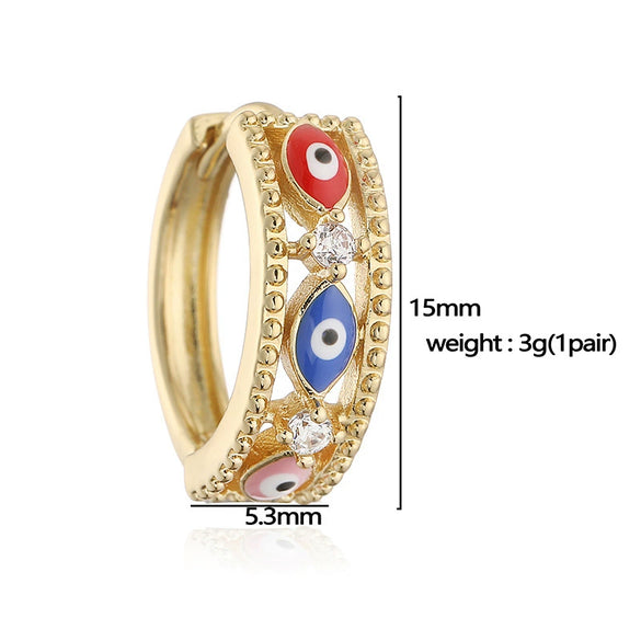 Wholesale Copper Hip Hop Boho Style Geometric Dripping Oil Devil's Eye Earrings For Women