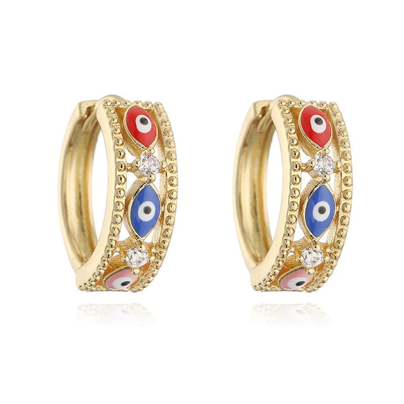 Wholesale Copper Hip Hop Boho Style Geometric Dripping Oil Devil's Eye Earrings For Women