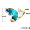 Wholesale Copper Hiphop Style Butterfly Wings Ring With Zircon Design And Adjustable Opening
