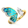 Wholesale Copper Hiphop Style Butterfly Wings Ring With Zircon Design And Adjustable Opening
