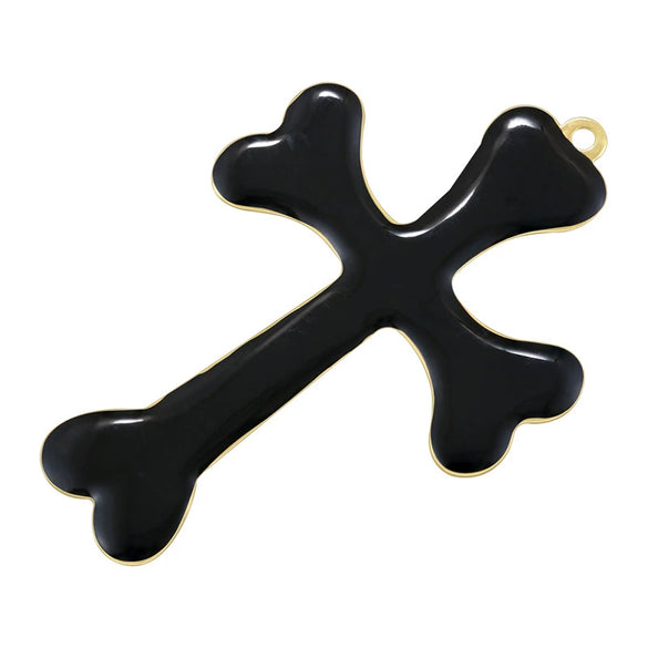 Wholesale Copper Hiphop Style Dripping Oil Cross Pattern Pendant Earrings And Necklaces Set For Women