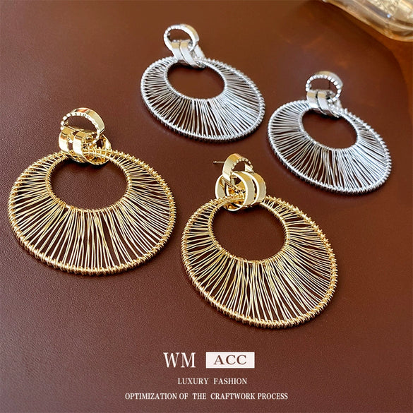 Wholesale Copper Hollowout Geometric Circle Earrings For Women