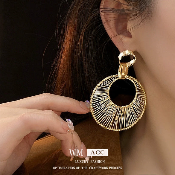 Wholesale Copper Hollowout Geometric Circle Earrings For Women
