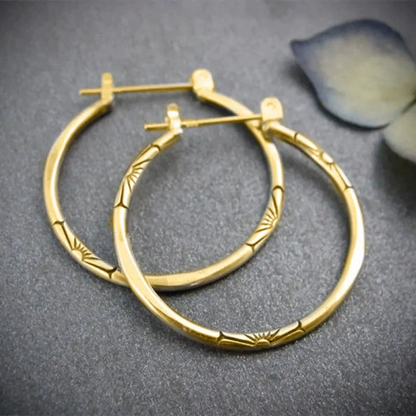 Wholesale Copper Hoop Earrings Geometric Retro Style Electroplating For Women