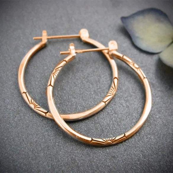 Wholesale Copper Hoop Earrings Geometric Retro Style Electroplating For Women