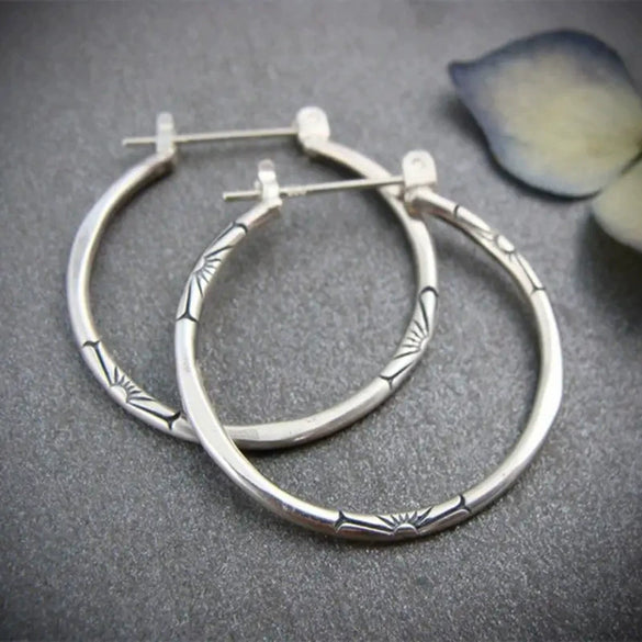 Wholesale Copper Hoop Earrings Geometric Retro Style Electroplating For Women