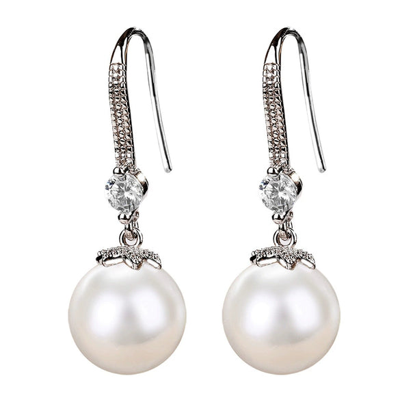 Wholesale Copper Imitation Pearl Earrings With Geometric Style Set With Pearls